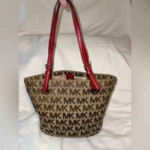 Michael Kors MK purse bag. Tan and Red